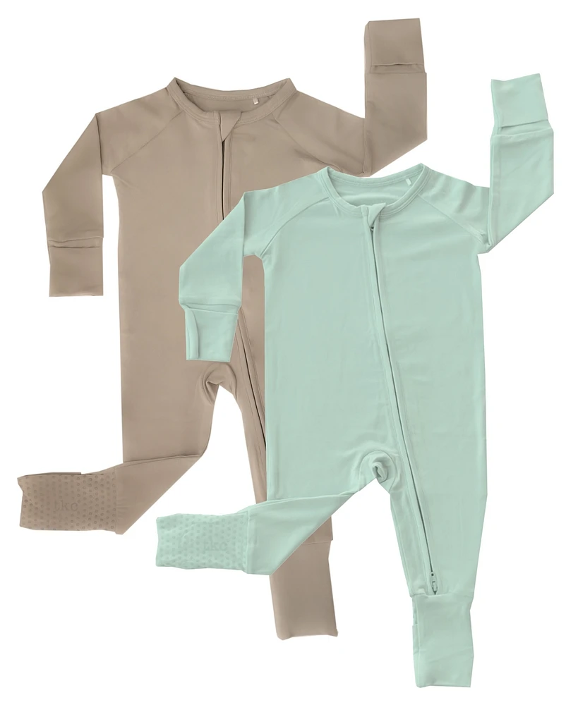 Tiny Knot Co. Baby Boys and Girls 2-Pack Convertible 2 Way Zippered Footed Coveralls