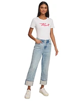 Karl Lagerfeld Paris Women's High-Rise Crystal-Cuff Jeans