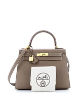 Pre-Owned Hermes Kelly 28 Handbag Grey Epsom with Gold Hardware