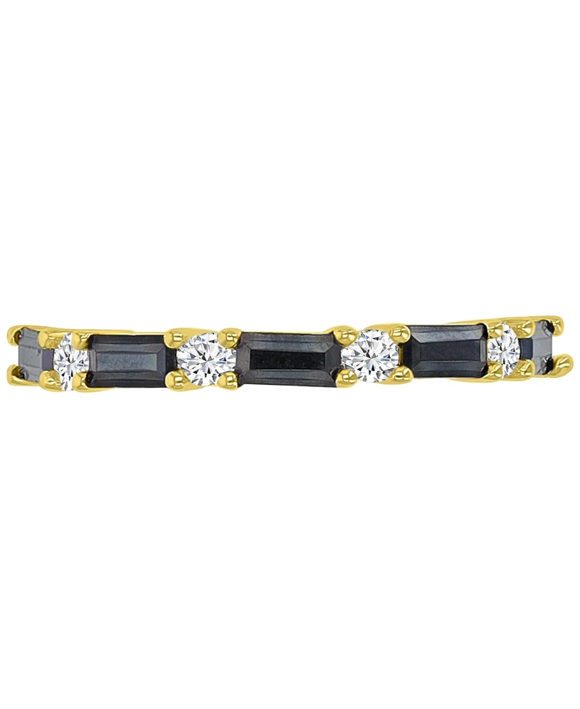 Black Spinel (5/8 ct. t.w.) & White Zircon (1/5 ct. t.w.) Stack Band in 14k Gold-Plated Sterling Silver