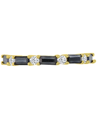 Black Spinel (5/8 ct. t.w.) & White Zircon (1/5 ct. t.w.) Stack Band in 14k Gold-Plated Sterling Silver