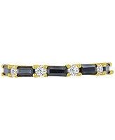 Black Spinel (5/8 ct. t.w.) & White Zircon (1/5 ct. t.w.) Stack Band in 14k Gold-Plated Sterling Silver