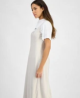Calvin Klein Jeans Logo T Shirt Twill Slip Dress