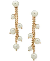 Emily in Paris Gold-Tone Imitation Pearl Chain Linear Drop Earrings