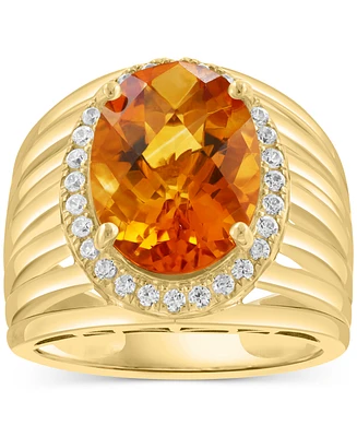 Effy Citrine (4-7/8 ct. t.w.) & Zircon (1/3 ct. t.w.) Statement Ring in 14k Gold over Silver