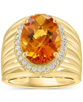Effy Citrine (4-7/8 ct. t.w.) & Zircon (1/3 ct. t.w.) Statement Ring in 14k Gold over Silver