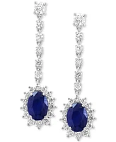 Effy Sapphire (1-7/8 ct. t.w.) & Diamond (3/4 ct. t.w.) Halo Drop Earrings in 14k White Gold