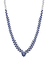 Effy Sapphire (12-1/5 ct. t.w.) & Diamond (1/2 ct. t.w.) V-Shape 18" Collar Necklace in 14k White Gold