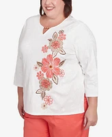 Alfred Dunner Plus Catalina Island Romantic Embroidered Floral Top