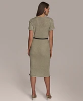 Donna Karan New York Women's Jewel-Neck Belted Sheath Dress