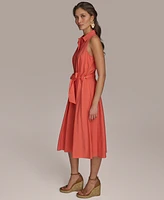 Donna Karan New York Women's Belted Sleeveless Shirtdress