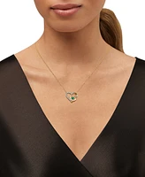 Emerald (1/3 ct. t.w.) & Diamond (1/10 ct. t.w.) Double Heart 18" Pendant Necklace in 14k Gold