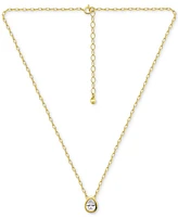 Giani Bernini Cubic Zirconia Pear Bezel Pendant Necklace, 16" + 2" extender, Exclusively at Macy's