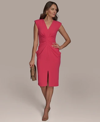 Donna Karan New York Women's V-Neck Ruched-Front Sheath Dress