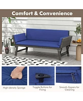 Outdoor Convertible Sofa Daybed with Adjustable Armrests Removable Cushions