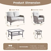 Xizzi 5-Piece Outdoor Wicker Patio Furniture Set, Double Resistance Rattan Rocking Chair and Coffee Table Conversation Set for Balcony Backyard De