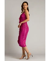 Tadashi Shoji Women's Abby Sequin Ruffle Midi Dress