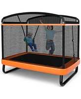 Kids Entertaining Trampoline with Swing and Safety Fence Fun and Secure Outdoor Play for Toddlers