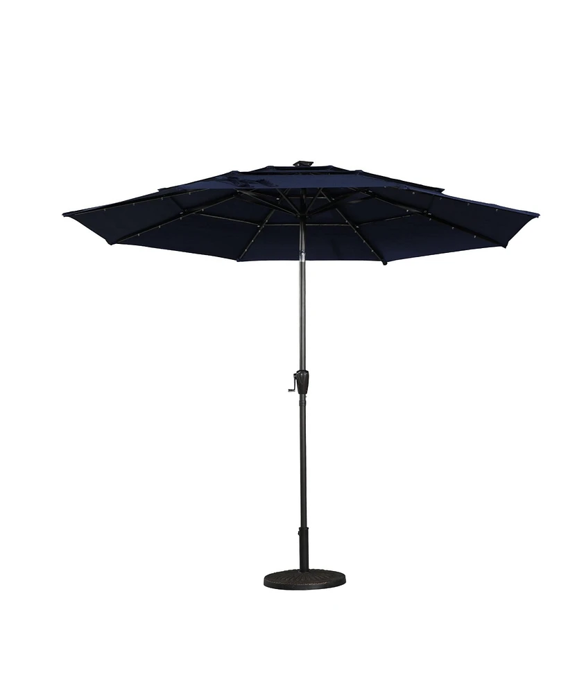 11 Ft Patio Umbrella with Solar Led lights Outdoor Tilt Large Table Market for Poolside Deck Garden Backyard, Orange