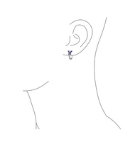 Bling Jewelry Majesty Butterfly Huggies – Purple & White Cz Hoop Earrings in Sterling Silver