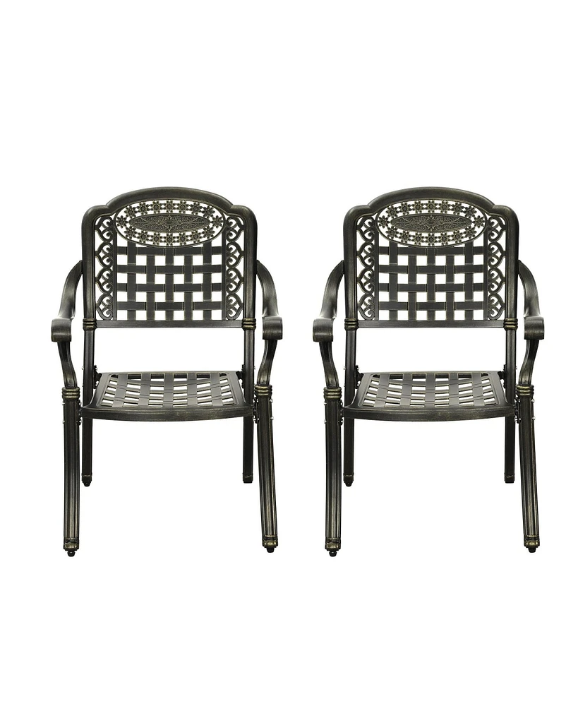 Patio Chairs set of 2 Cast Aluminum Furniture Outdoor Metal Garden Chair for Indoor Bistro Balcony