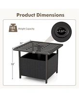 Outdoor Patio Rattan Wicker Steel Side Deck Table