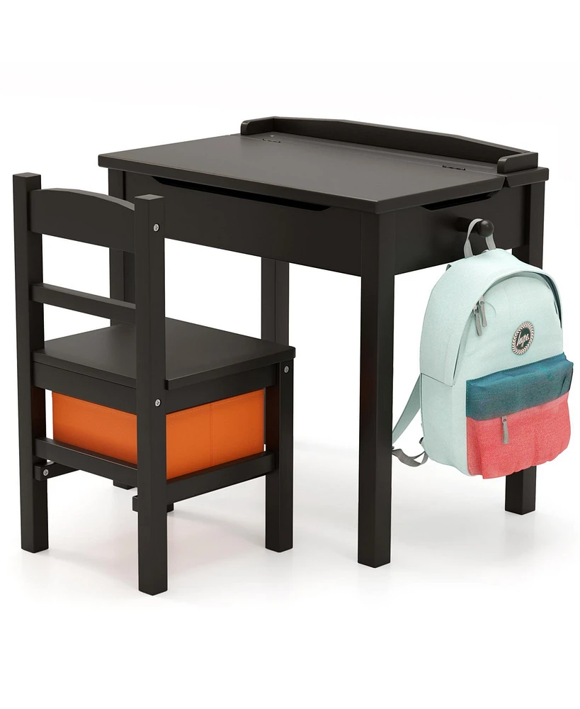 Flip-Top Kids Activity Table and Chair Set with Hidden Storage Space Fun Organized Playtime Furniture