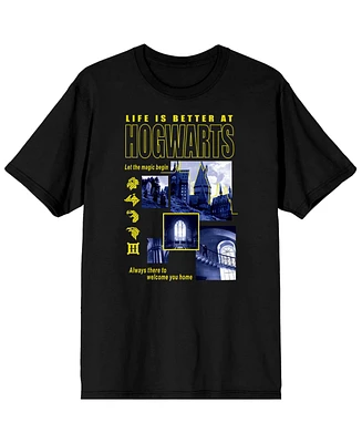 Harry Potter Men's Hogwarts Castle Black T-shirt-xl