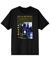 Harry Potter Hogwarts Castle Men's Black T-shirt-3XL