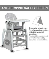 3-in-1 Baby High Chair with Lockable Universal Wheels
