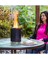 Tabletop Smokeless Fire Pit with Storage Bag and Poker - Triple Burn Pellet or Wood Burning 9.75" H Black