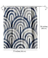 71x74 Blue Abstract Shower Curtain - 100% Polyester - Water-Resistant Bath Curtain