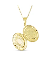 Bling Jewelry Antique Style Oval Locket Necklace Etched Leaf Scroll Gold Plated