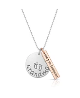 White Gold Plated & 18k Rose Gold Plated Grandma and Bar Pendant Necklace