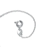 Sterling Silver White Gold Plated with Clear Round Cubic Zirconia Solitaire Necklace