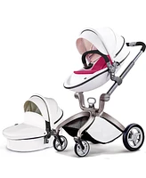 Baby Stroller: Height-Adjustable Seat and Reclining Baby Carriage with Four-Wheel Shock Absorption, Bidirectional, Elevated View, Stylish Stroller