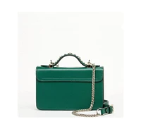 Susu The Hollywood Studded Leather Green Crossbody Bag