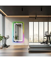 Luvodi 55.12 x 27.56" Led Bluetooth Bathroom Mirror Front-lit Rgb Backlit Wall Defog Vanity Mirror