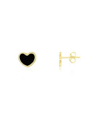 The Lovery Mini Onyx Heart Stud Earrings 14K Gold