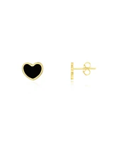 The Lovery Mini Onyx Heart Stud Earrings 14K Gold