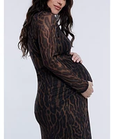 Women's Long Sleeve Bodycon Mesh Maternity Top - Motherhood