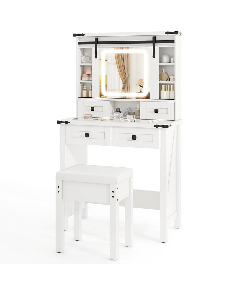 Makeup Vanity Desk with Mirror and Adjustable Storage Shelves