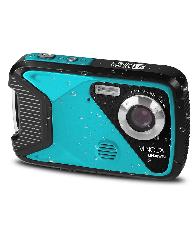 Minolta MN30WP 21MP Full Hd 2.8" Touch Lcd Screen Waterproof Digital Camera, Teal