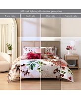 Bebejan Hazy Blossom 100% Cotton Sateen 5 Piece King Size Reversible Comforter Set