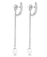 Ettika Linear Lux Cultivated Pearl Drop Earrings