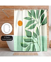 71x74 Tropical Boho Shower Curtain - 100% Polyester - Water-Resistant Bath Curtain