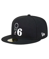 New Era Men's Black Philadelphia 76ers Camo Print Uv 59FIFTY Fitted Hat