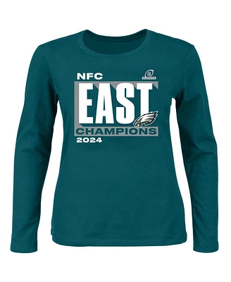 Fanatics Women's Midnight Green Philadelphia Eagles 2024 Nfc East Division Champions Plus Scoop Neck Long Sleeve T-Shirt