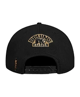 Pro Standard Men's Black Boston Bruins Metallic Logo Pinch Front Adjustable Hat