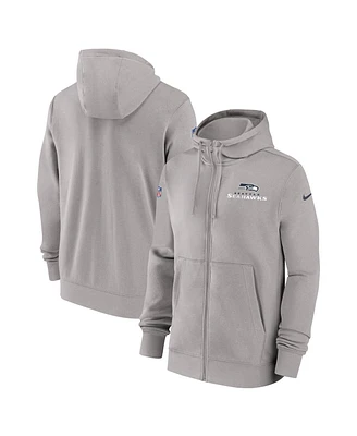 Nike Men's Gray Seattle Seahawks 2023/24 Sideline Club Full-Zip Hoodie